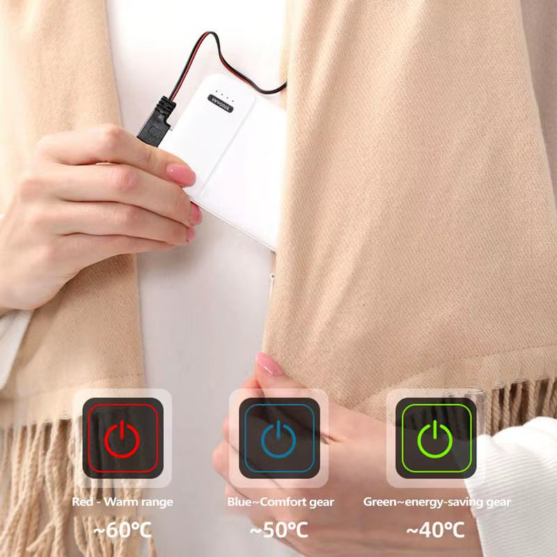 USA - USB Women Men Heating Scarf Temperature Scarf 3 Gears Adjustable USB Charging Heat Control Neck Warmer for Camping Running