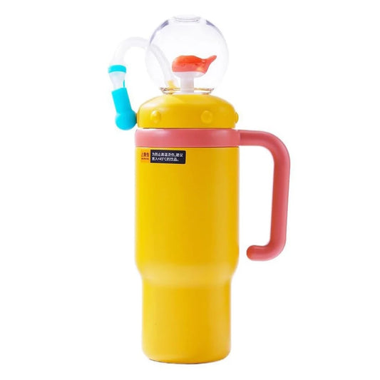 710ML Stainless Steel Whale Fountain Tumbler with Handle Leak Proof Whale Squirt Water Cup Bottle with Straw for Winter Summer